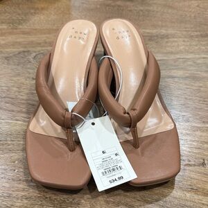 a new day Tan Padded Toe-Loop Slide Sandals